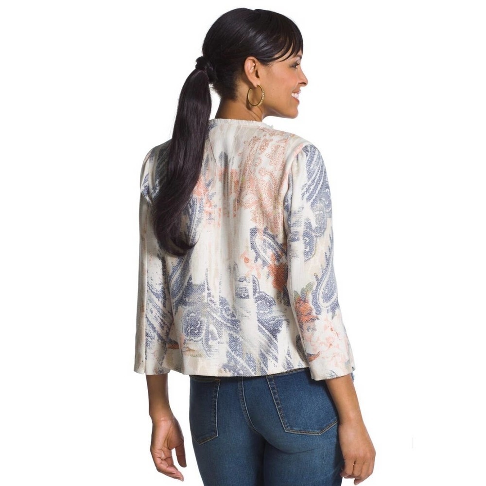 Chico’s Watercolor-Print Textured Jacket women’s size M - Picture 2 of 9